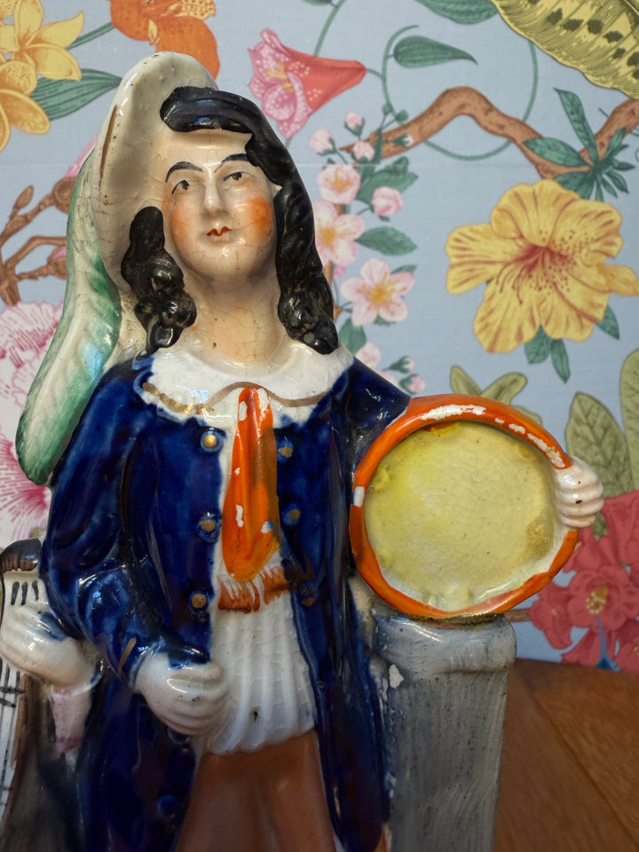 Antique Staffordshire Musicians Lady and Man