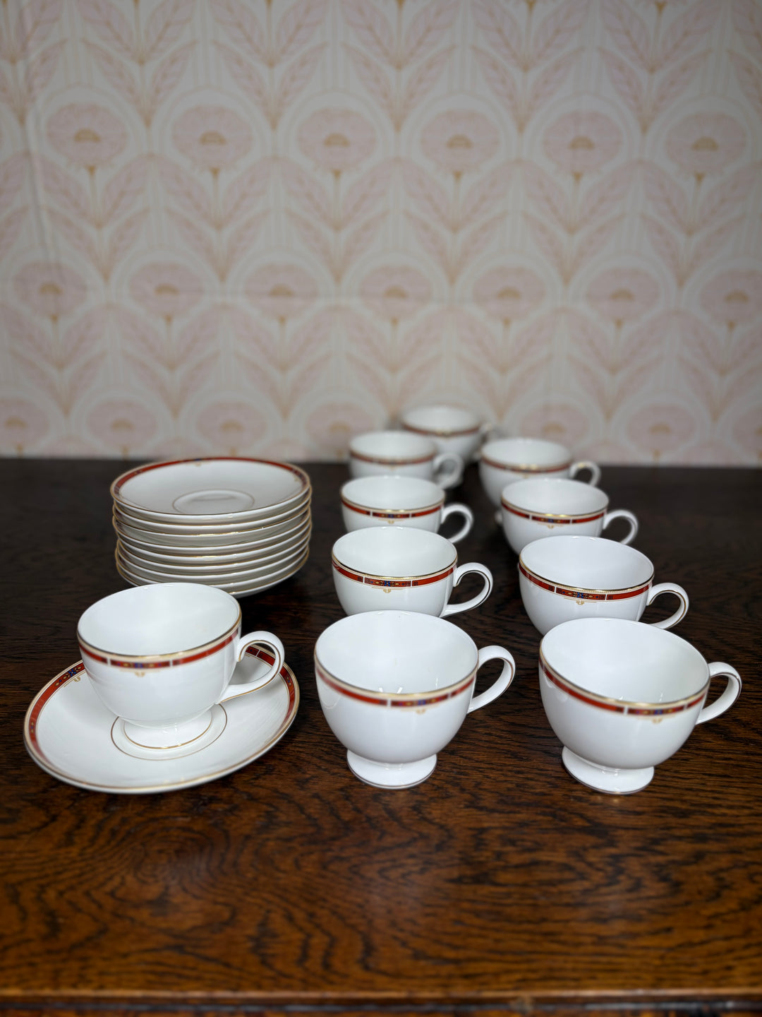 Set of 10 Wedgwood Colorado Cups and Saucers