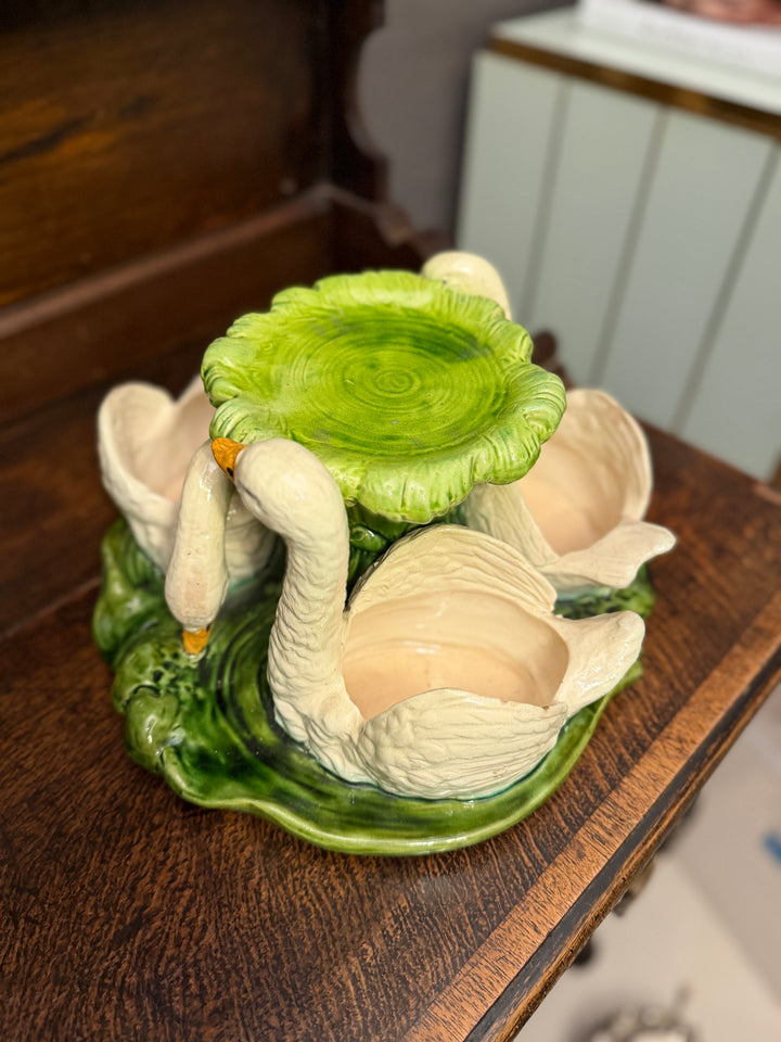 English Victorian Figural Majolica Flower Stand by Bretby, & Mark
