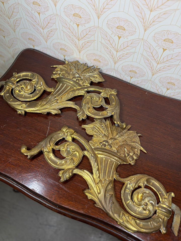 Pair of Gilt Bronze Rococo Acanthus & Cornucopia Ornamental Mounts