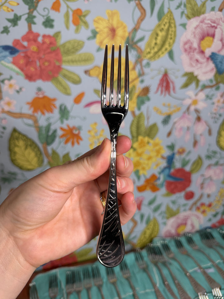 Vintage Tiffany & Co - Set of 16 Stainless Steel Dinner Forks / 16 Salad Forks