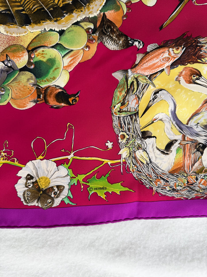 Vintage HERMÈS “Fauna et Flora du Texas” Silk Scarf by Kermit Oliver 90