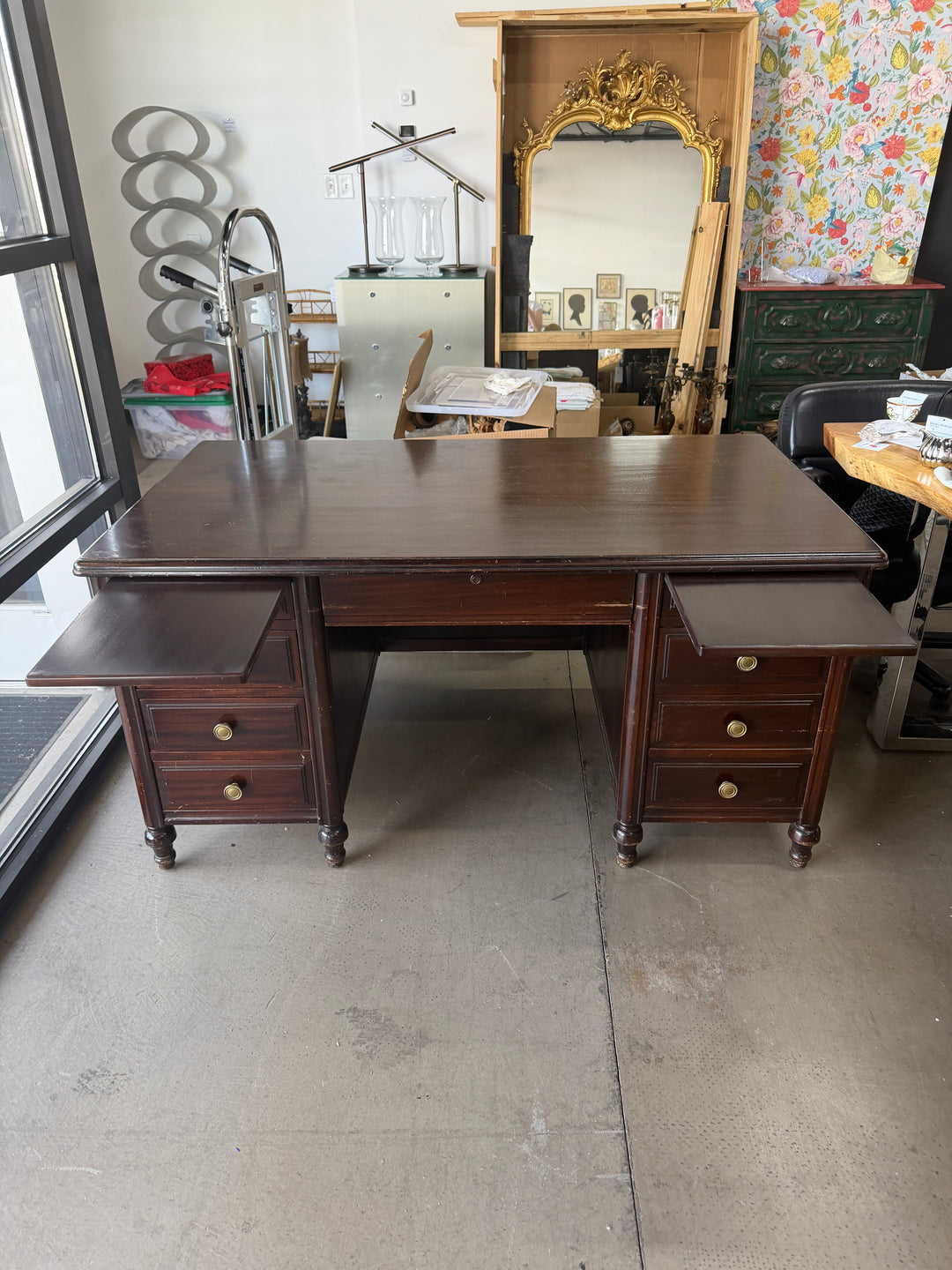 Vintage Rucker Fuller Wooden Desk (Scratches on top)