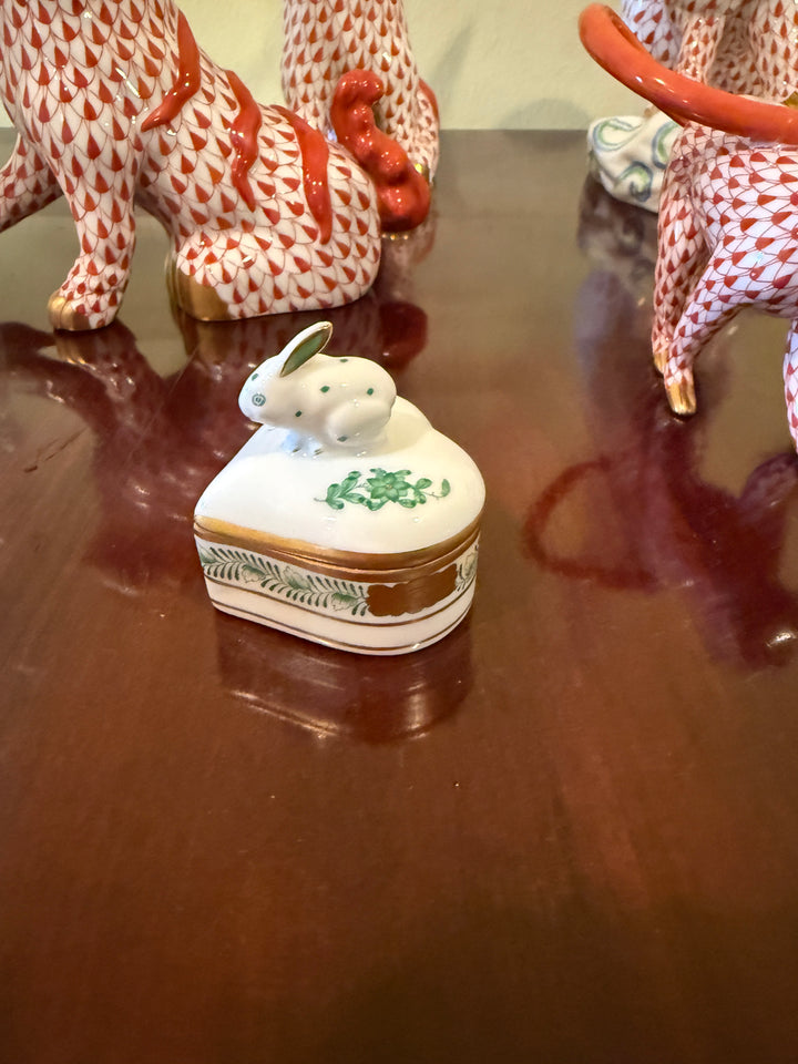 Herend Green Bunny Box