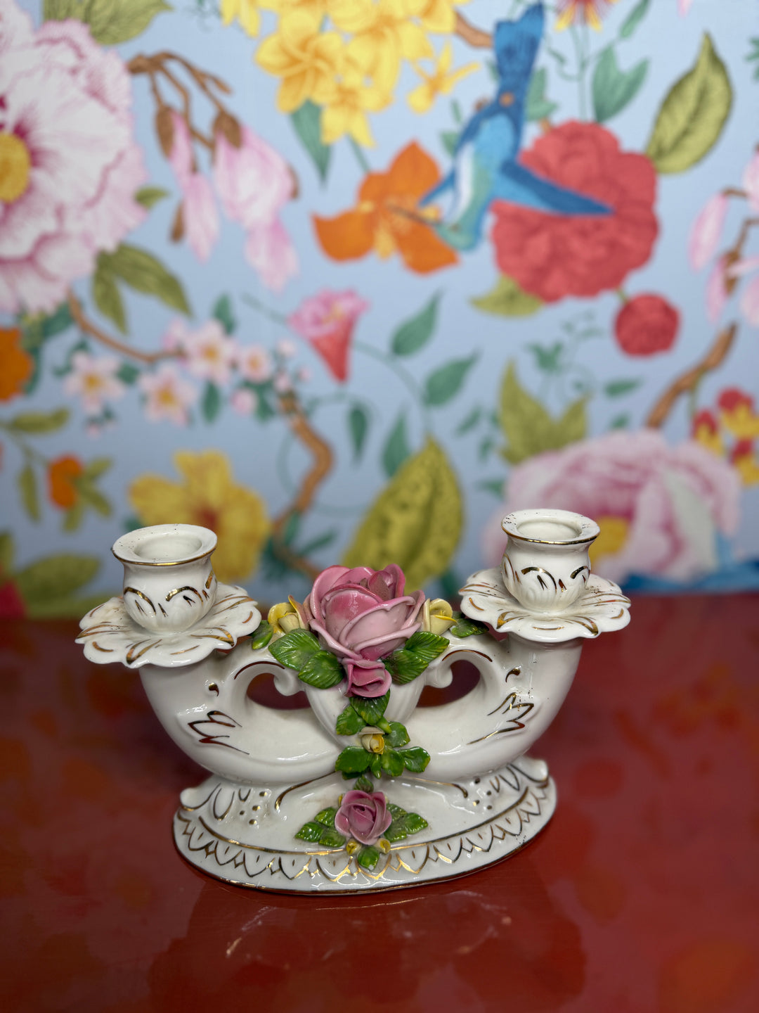 Vintage Porcelain Double Candleholder
