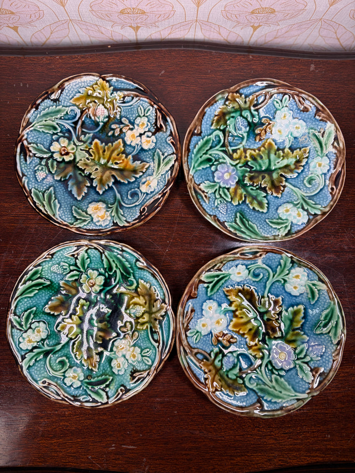 Set of Four 19th Century Swedish Majolica-Style Dessert Plates