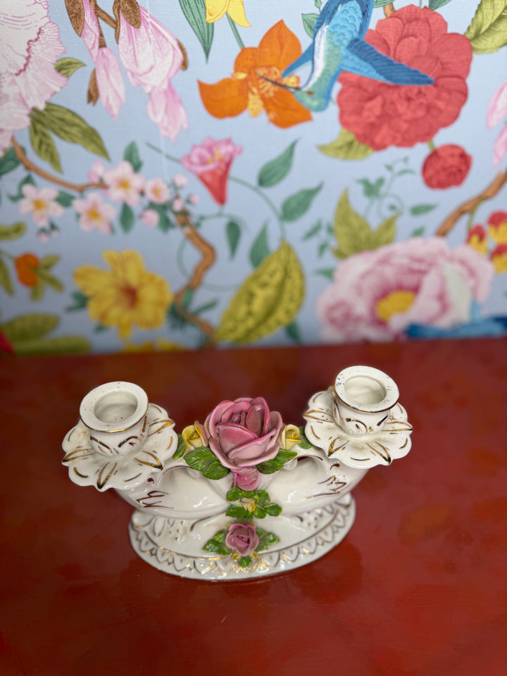 Vintage Porcelain Double Candleholder