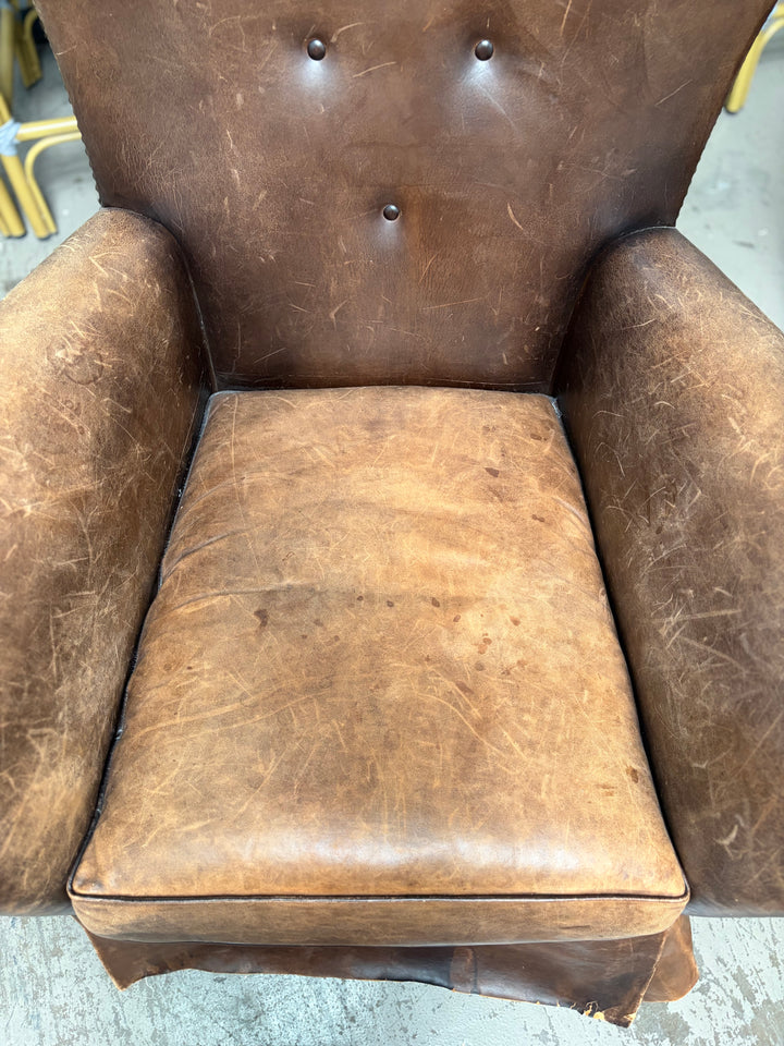 Vintage Leather Wingback Chair