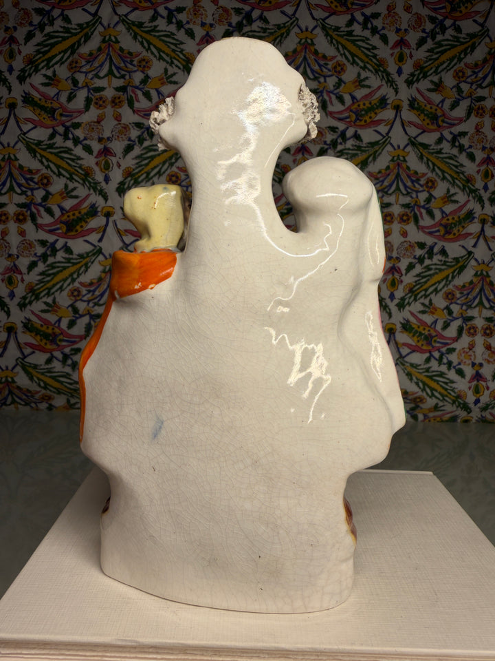 Staffordshire Pottery Figural Spill Vase with Two Figures