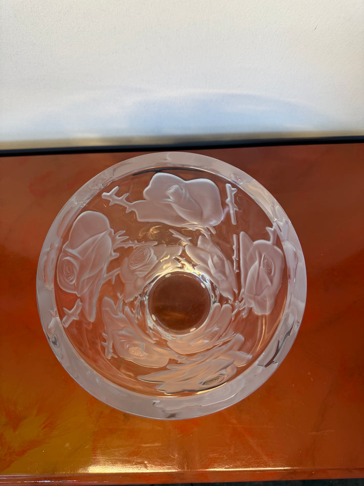 Lalique Ispahan Rose Crystal Vase