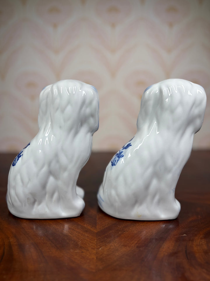 Pair of Blue and White Dogs