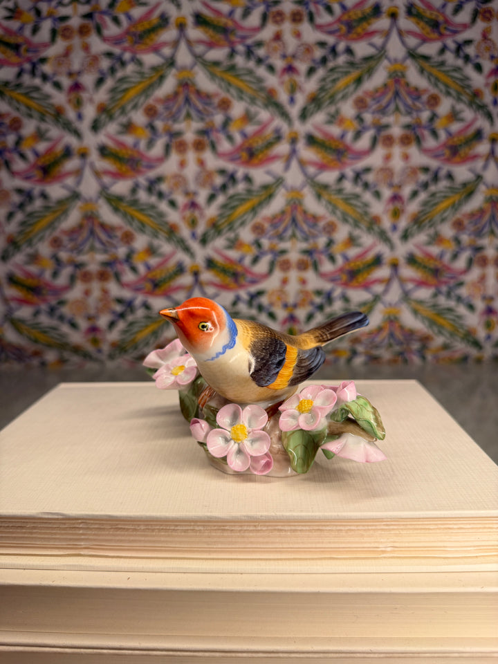 Herend Porcelain Songbird Figurine on Floral Base