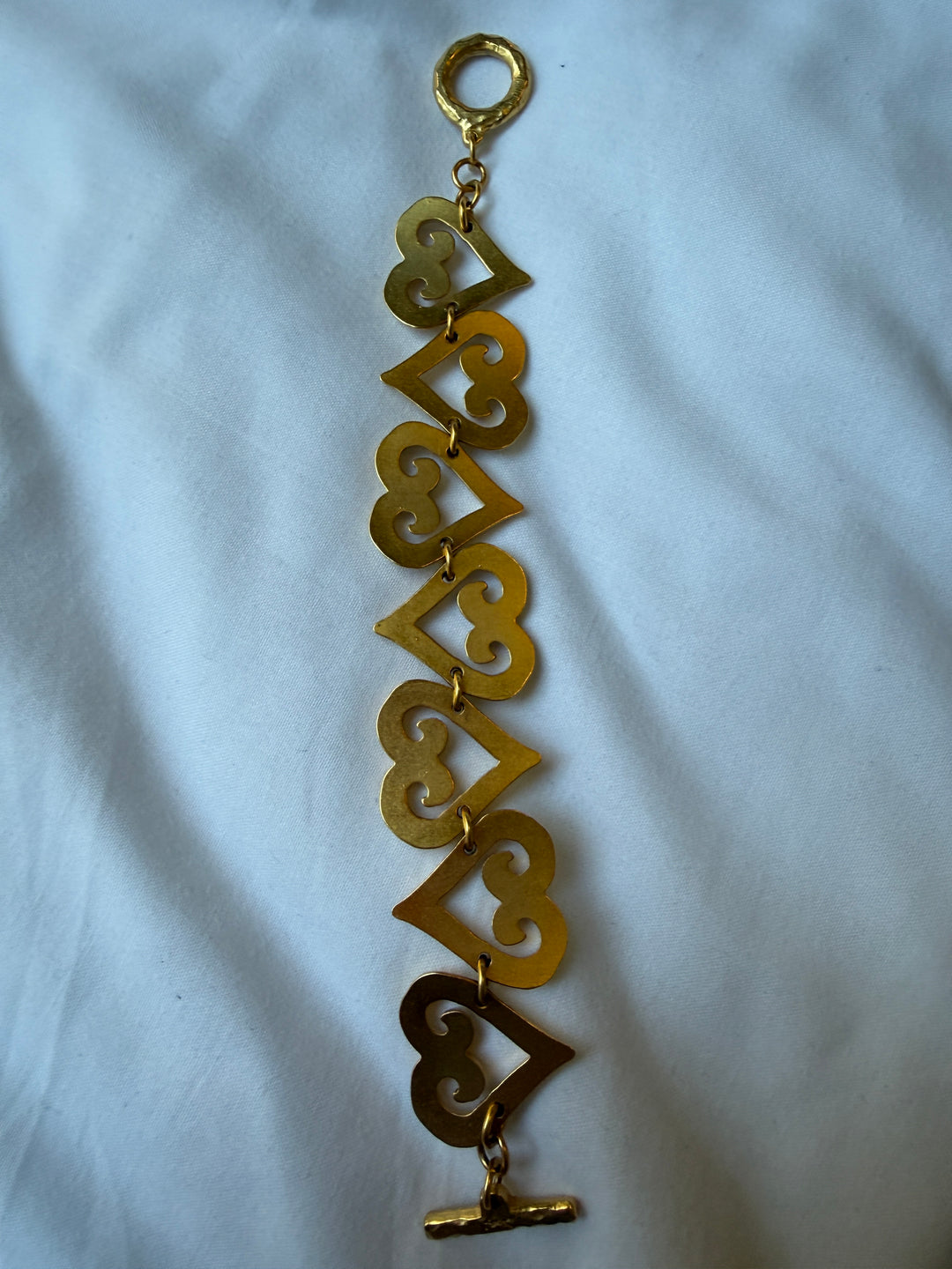 YSL Vintage Hammered Heart Bracelet