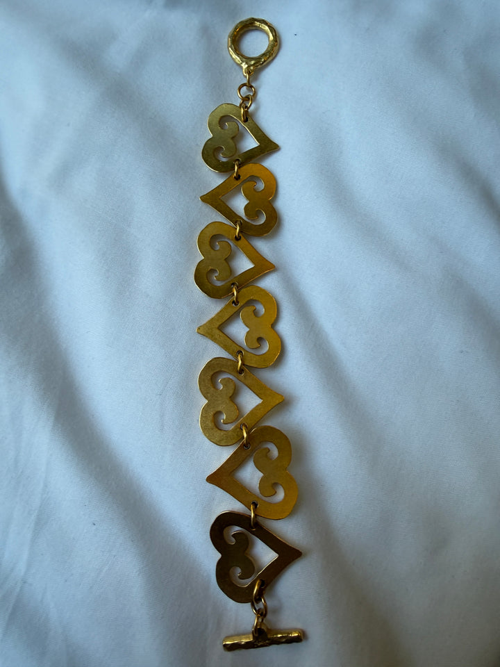 YSL Vintage Hammered Heart Bracelet