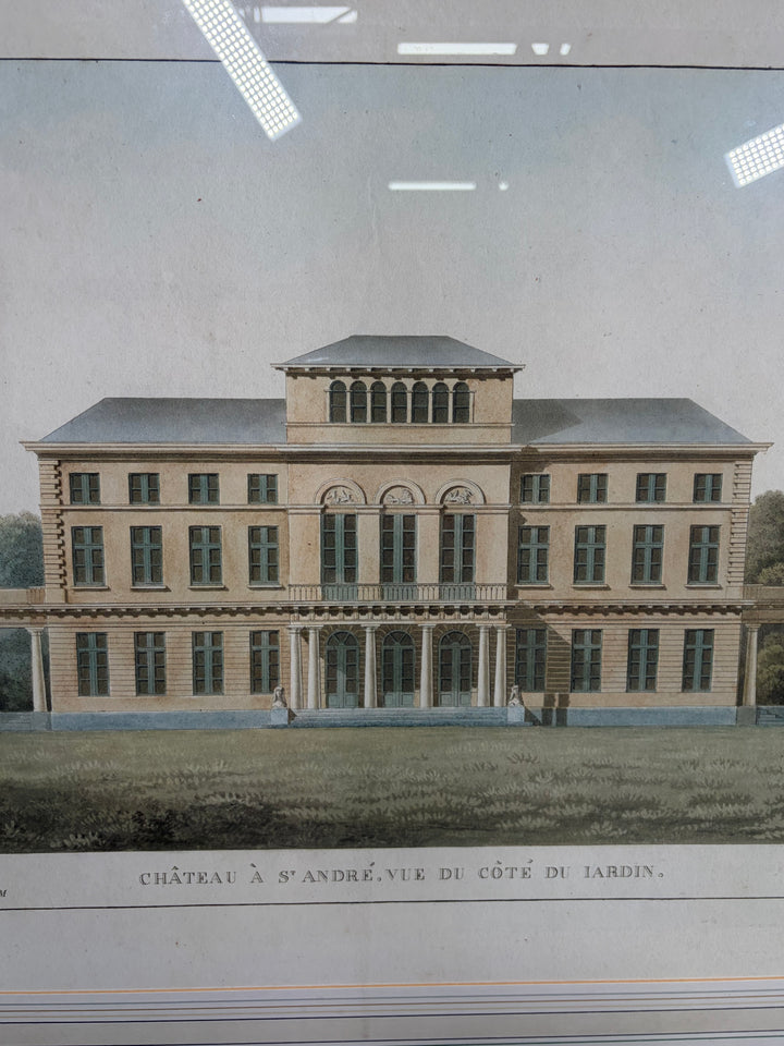 Framed Architectural Print – Château à St. André, Vue du Côté du Jardin