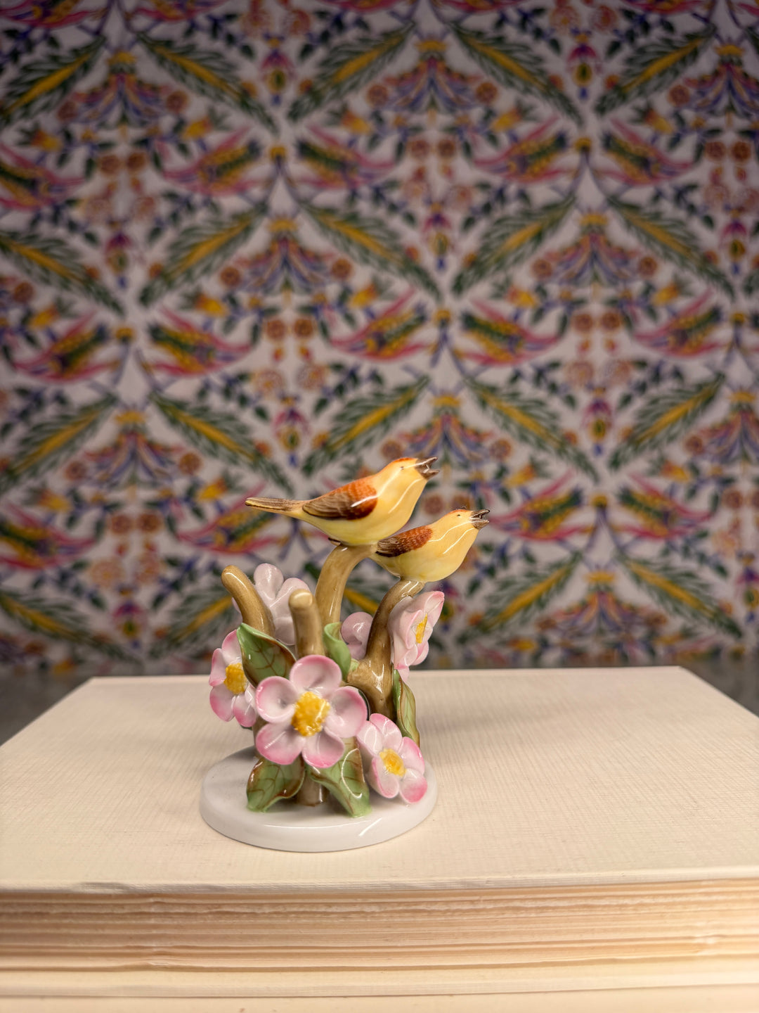 Herend Porcelain Double Bird Figurine with Flowers
