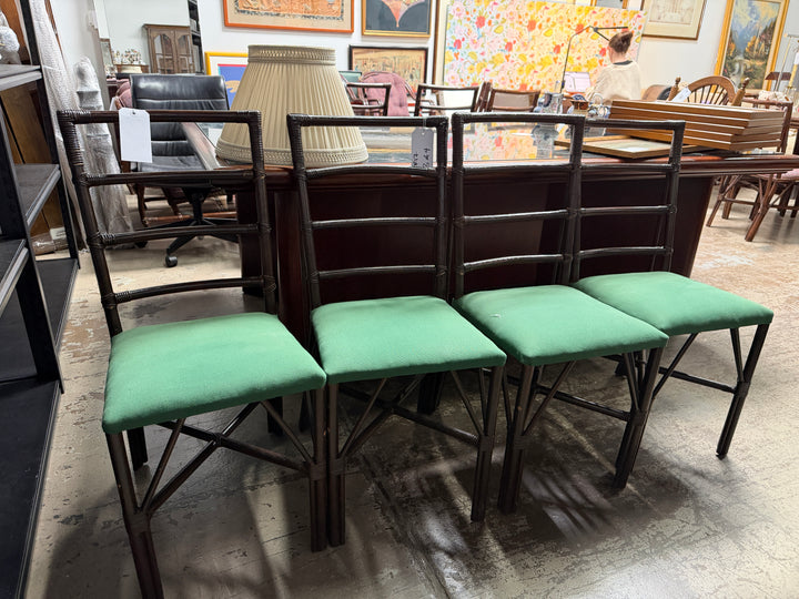 Set of 4 Vintage Dark Bamboo Chairs