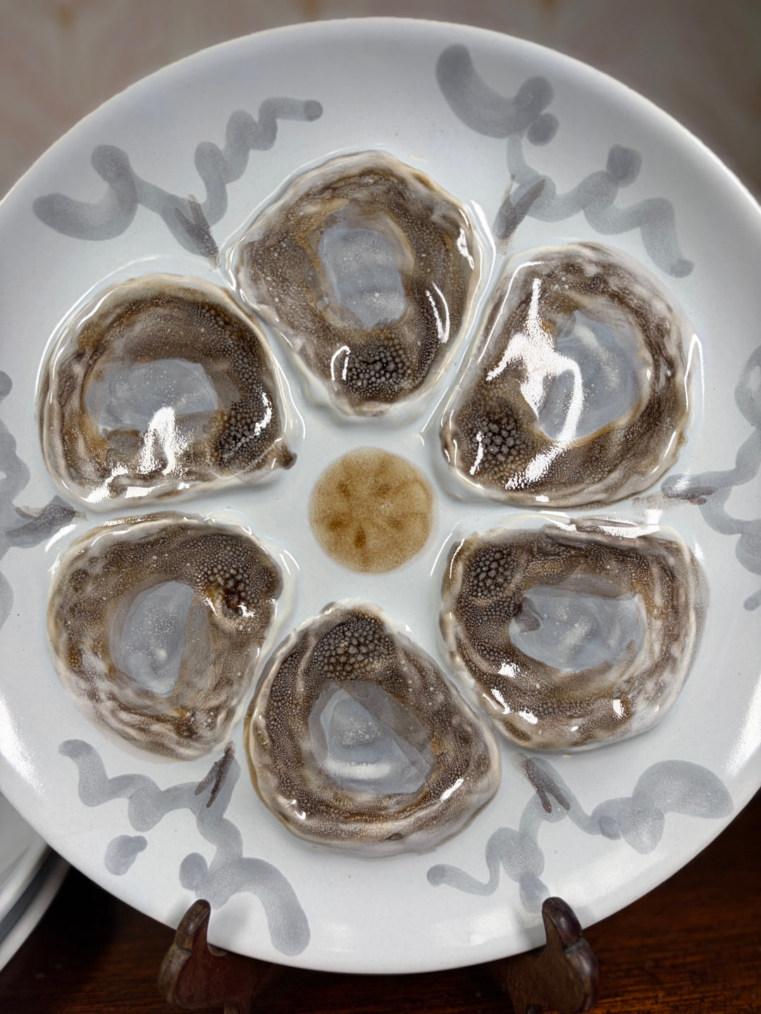 Set of Three Porcelain Oyster Plates