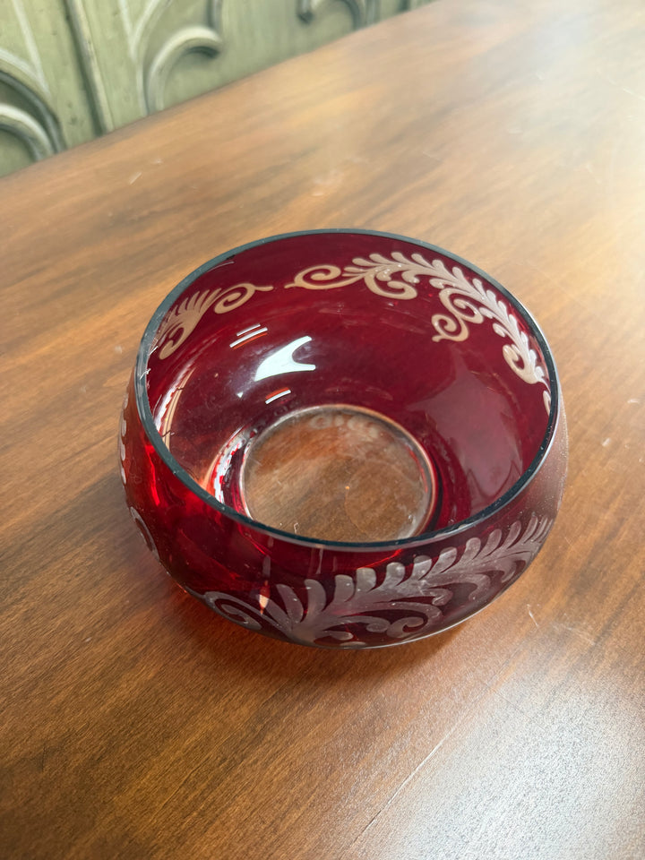 Vintage Bohemian Red Glass Bowl