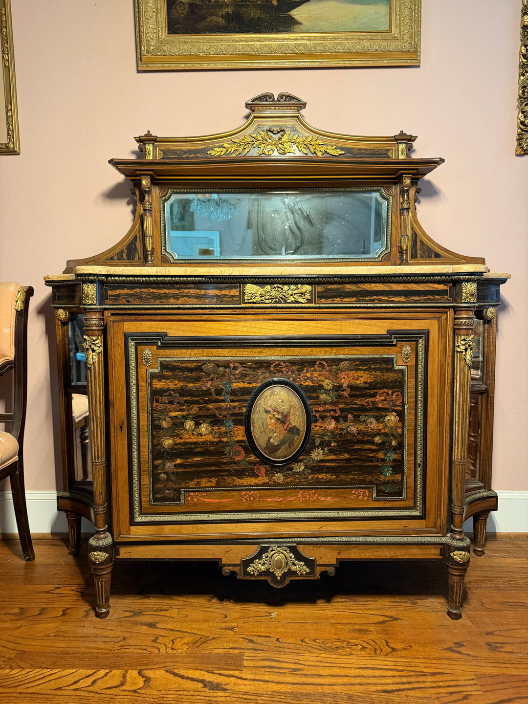 Antique Marble Top Credenza