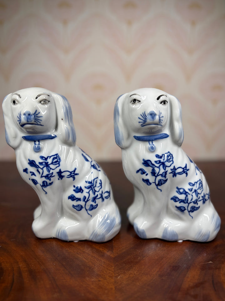 Pair of Blue and White Dogs