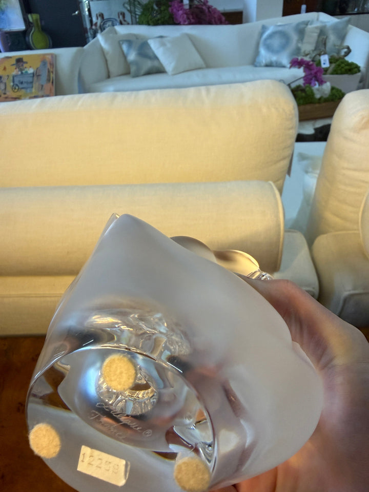 Lalique Dove Vase With Removable Flower Holder