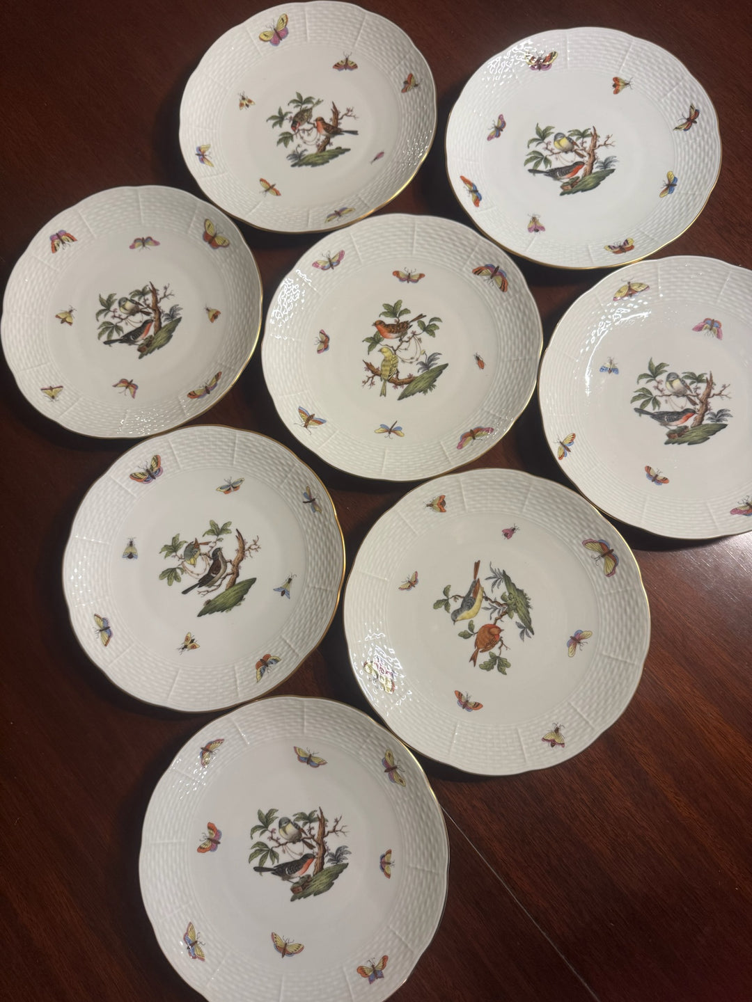 8 Herend Rothschild Salad/Dessert Plates - 8 inch diameter (#510)