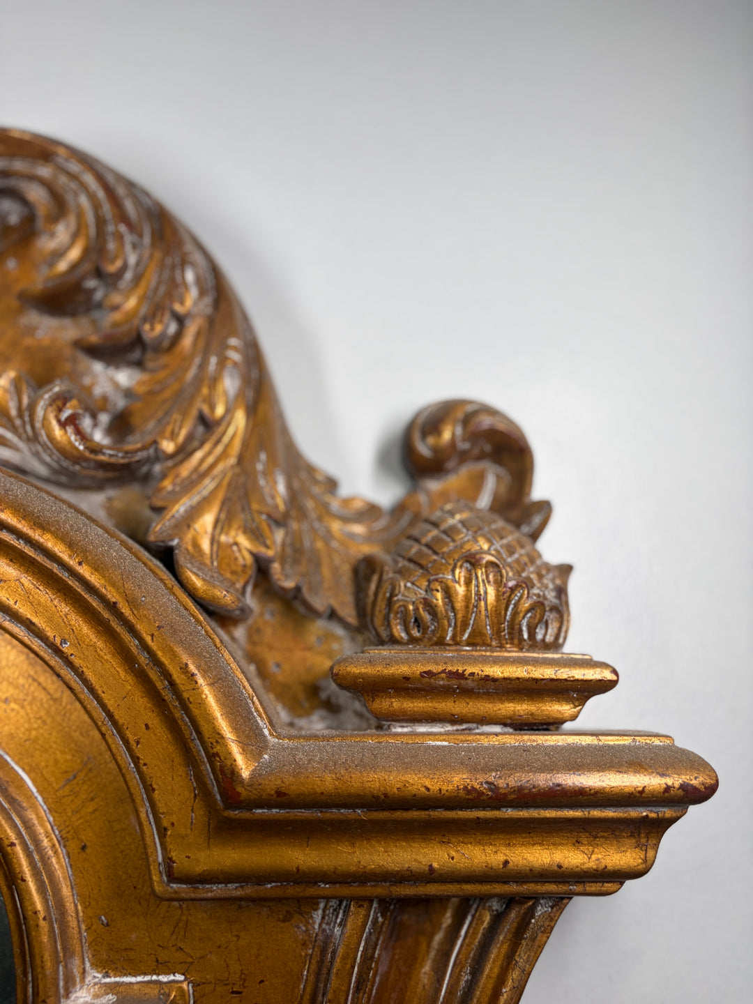 Large Gilt-Framed Wall Mirror with Carved Pediment