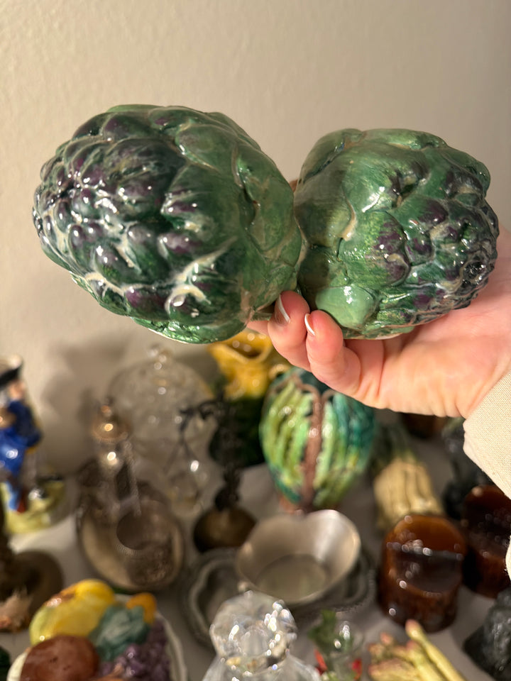 Majolica Ceramic Artichoke Figurine