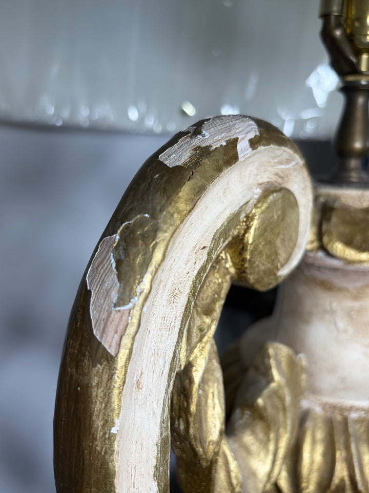 Italian Baroque-Style Carved Wood Giltwood Table Lamp