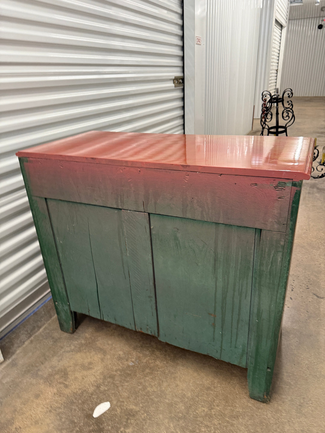 Antique Pink and Green Chest of Drawers