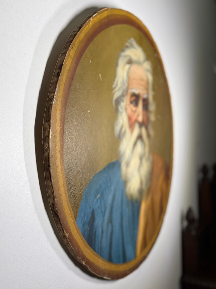 Round Tondo Oil Portrait of a Bearded Elder