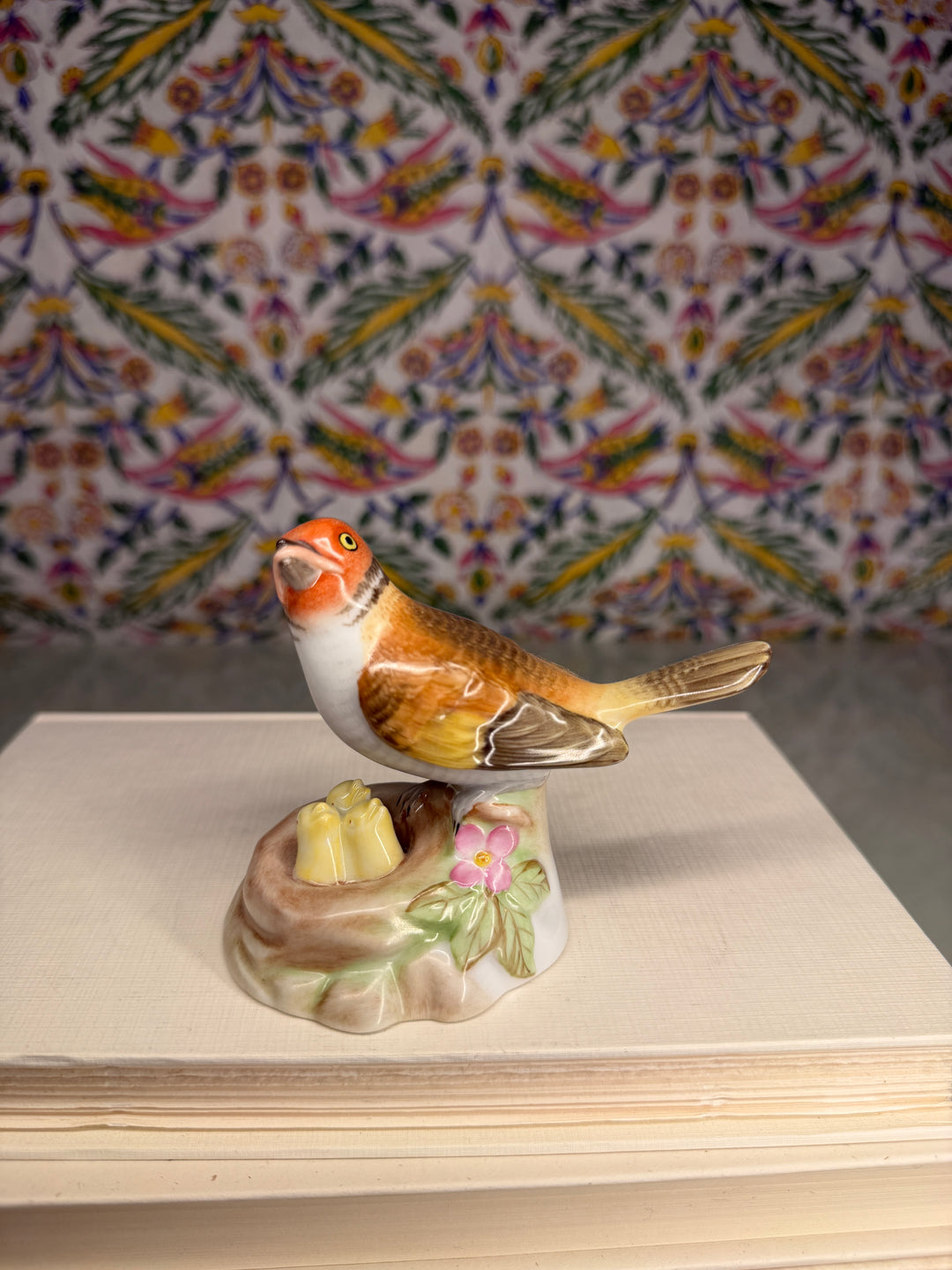 Herend Porcelain Bird Figurine with Nest and Chicks