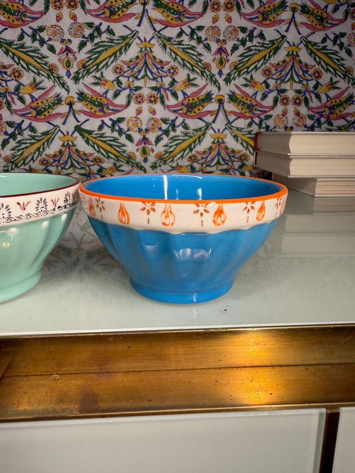 Set of Three Colorful Ceramic Bowls