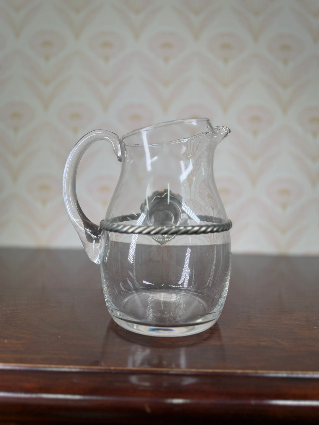 Glass and Pewter Pitcher