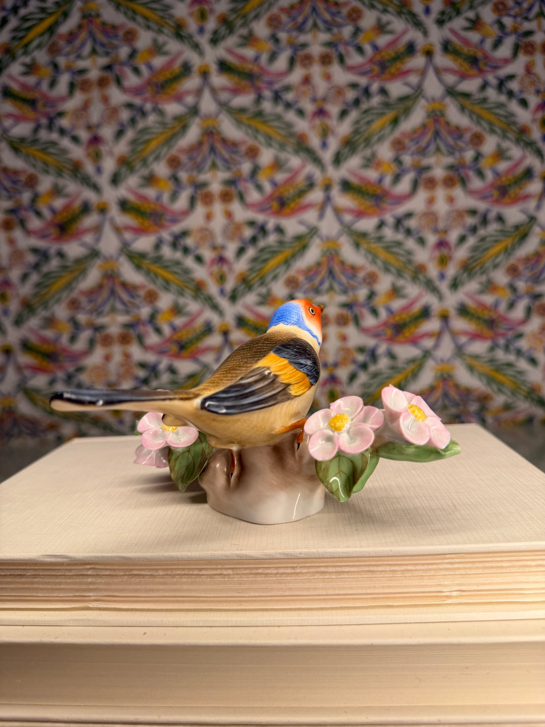 Herend Porcelain Songbird Figurine on Floral Base