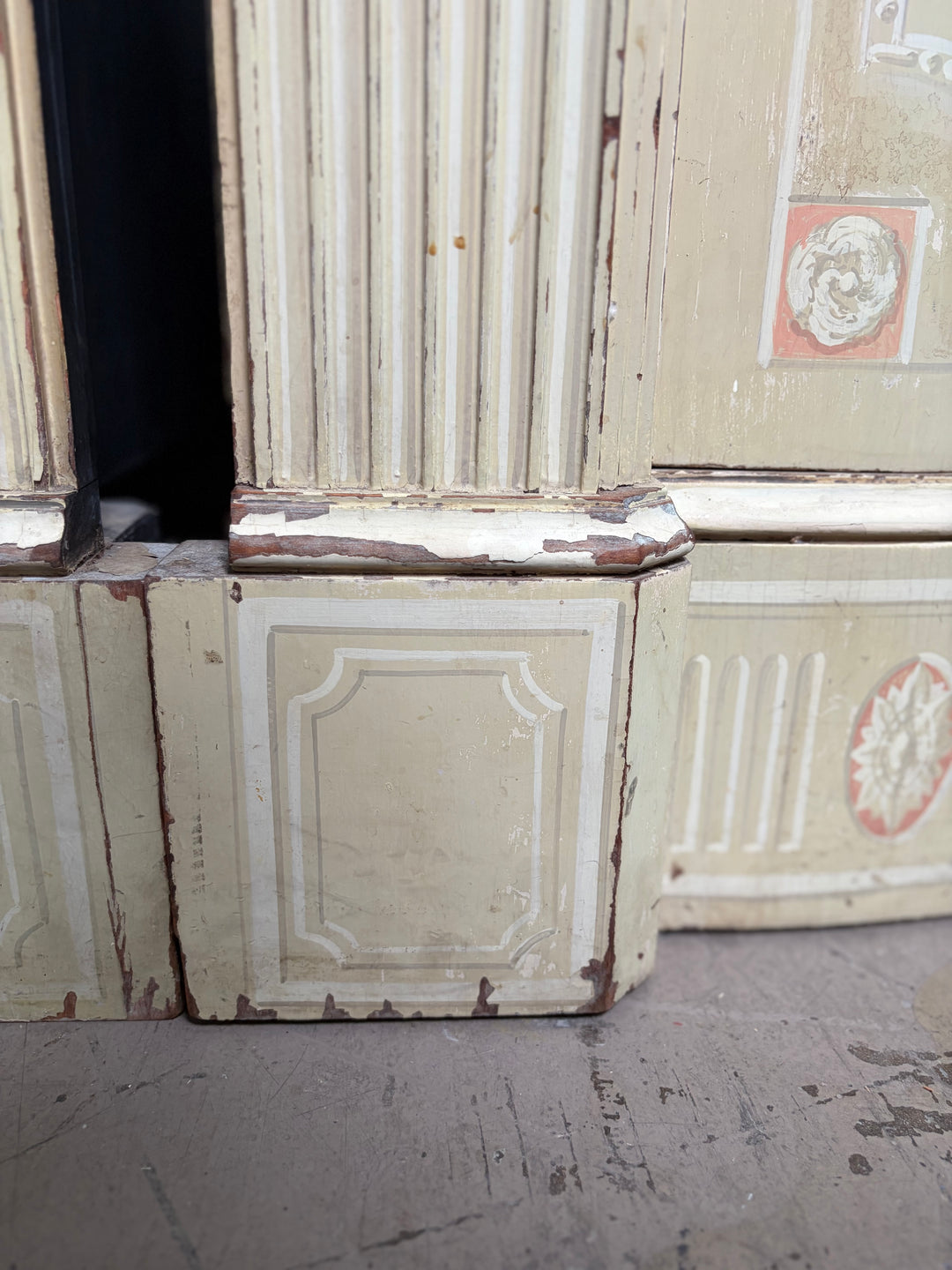 Pair Demilune Painted Wood Cabinet