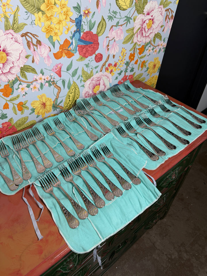 Vintage Tiffany & Co - Set of 16 Stainless Steel Dinner Forks / 16 Salad Forks