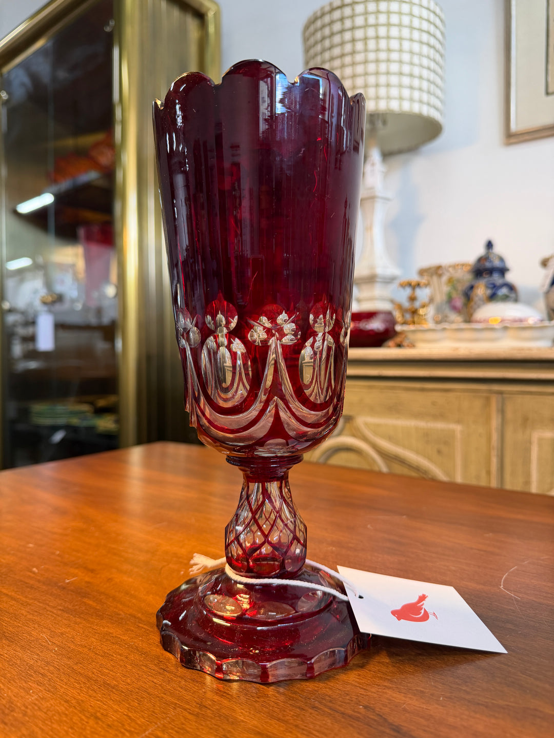 Vintage Bohemian Red Glass Vase