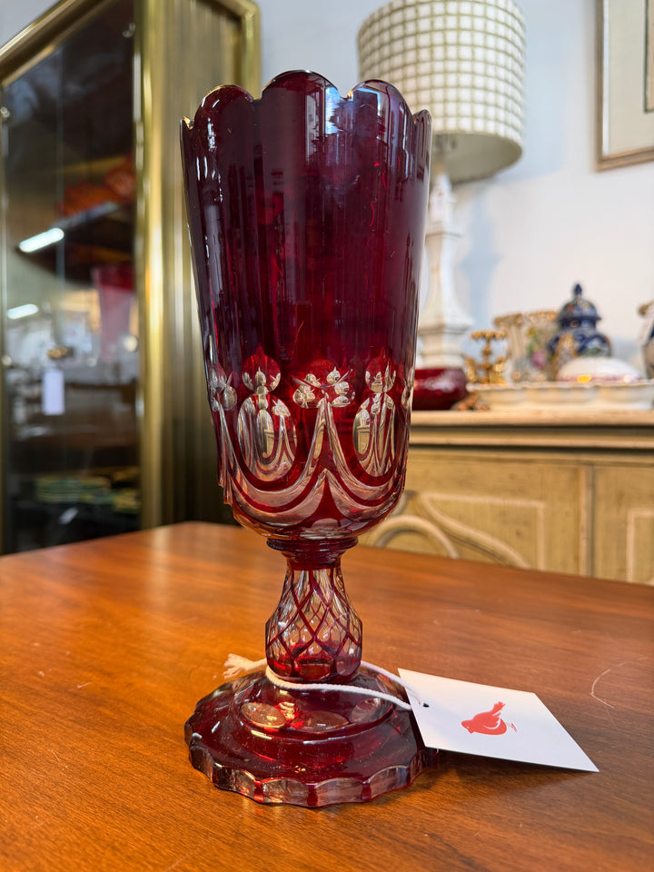 Vintage Bohemian Red Glass Vase