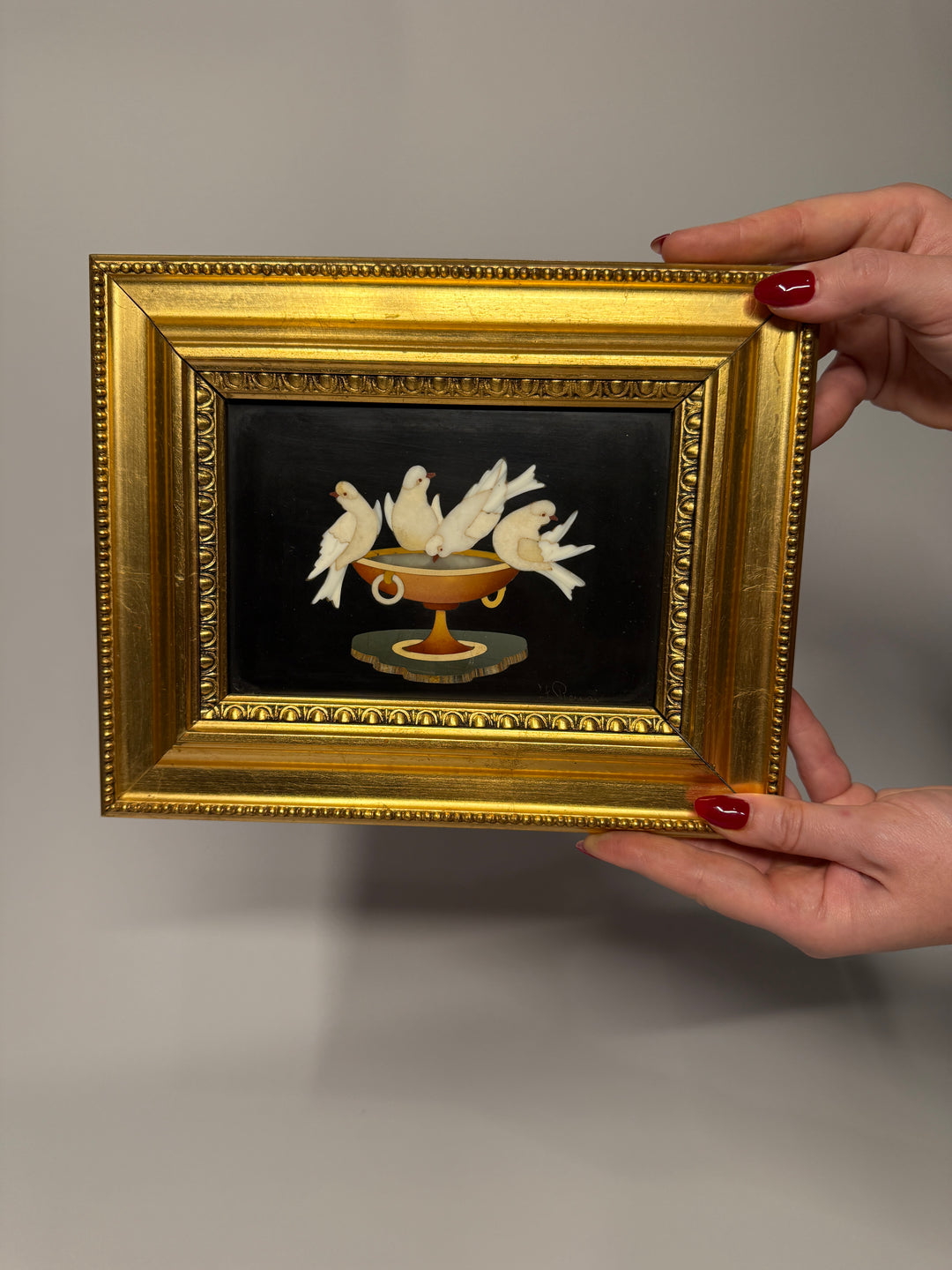 Italian Pietra Dura Dove Plaque