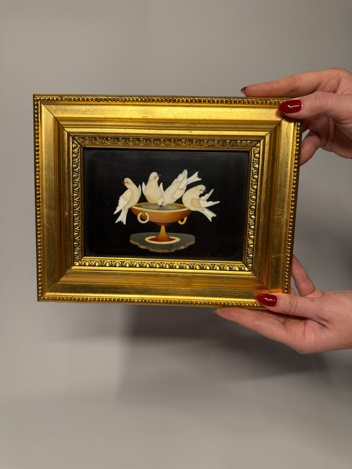 Italian Pietra Dura Dove Plaque