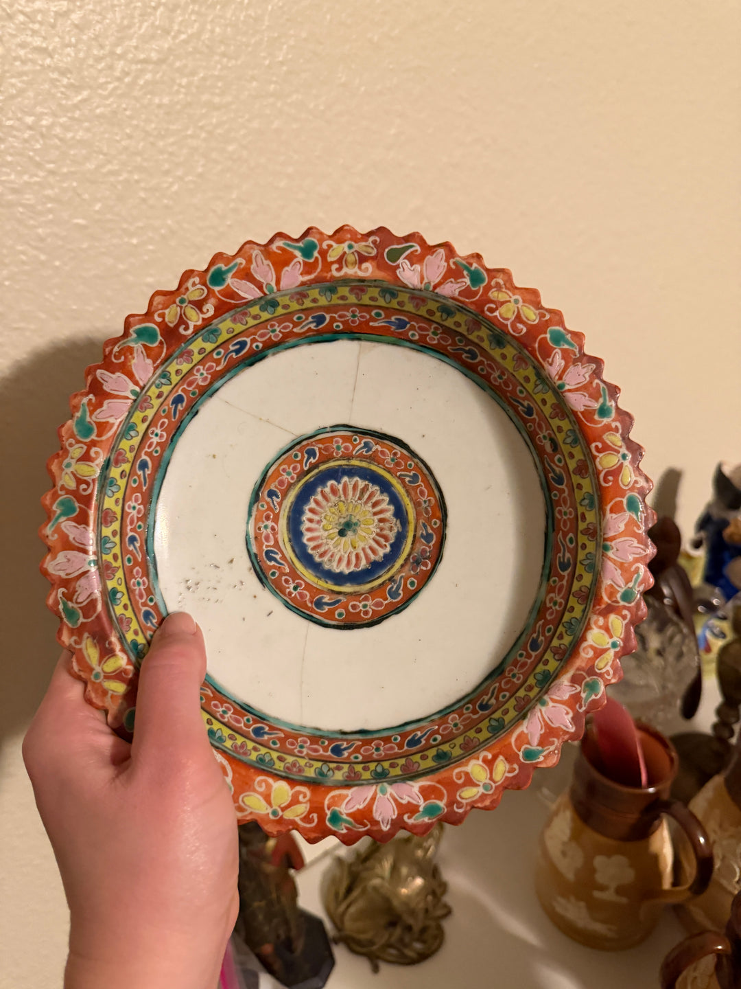 Polychrome Ceramic Footed Tazza / Compote