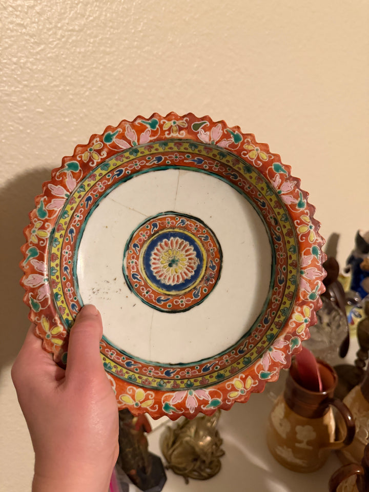 Polychrome Ceramic Footed Tazza / Compote