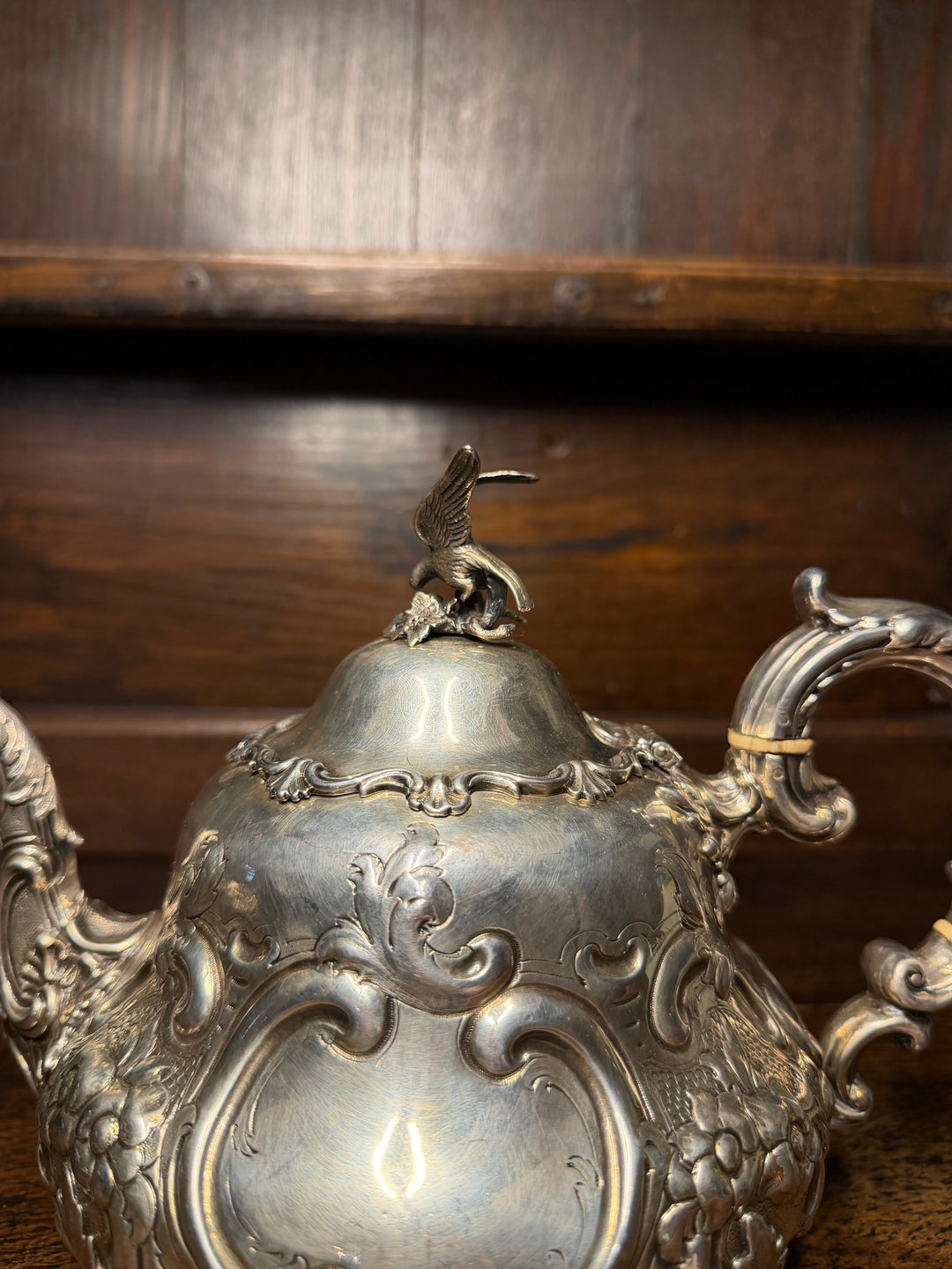 English Victorian Sterling Silver Tea & Coffee Service, Louis XV Pattern