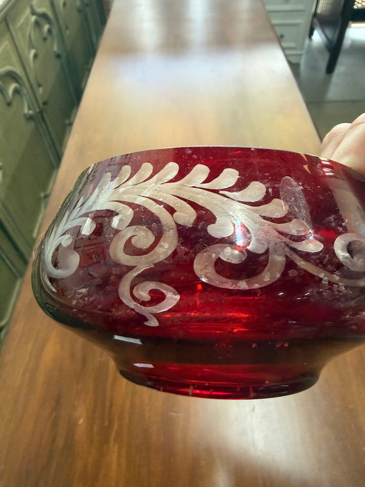 Vintage Bohemian Red Glass Bowl