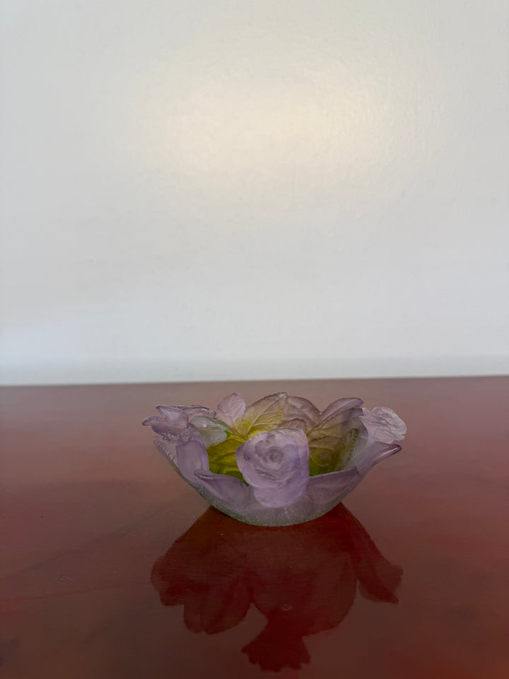 Daum Pate de Verre Rose Bowl