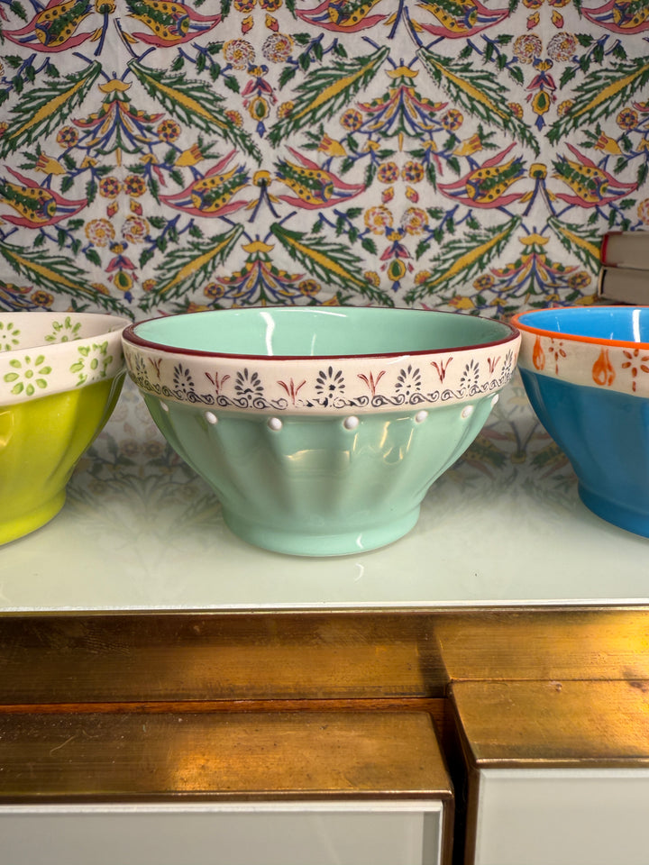 Set of Three Colorful Ceramic Bowls