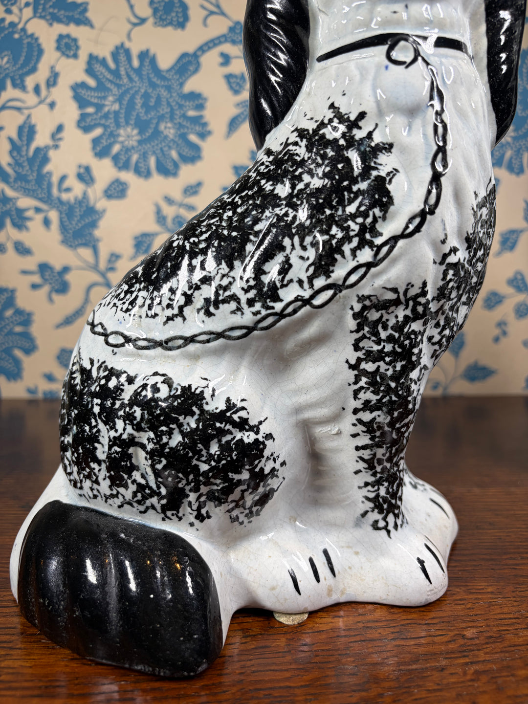 Pair of Antique Black and White Staffordshire Dogs