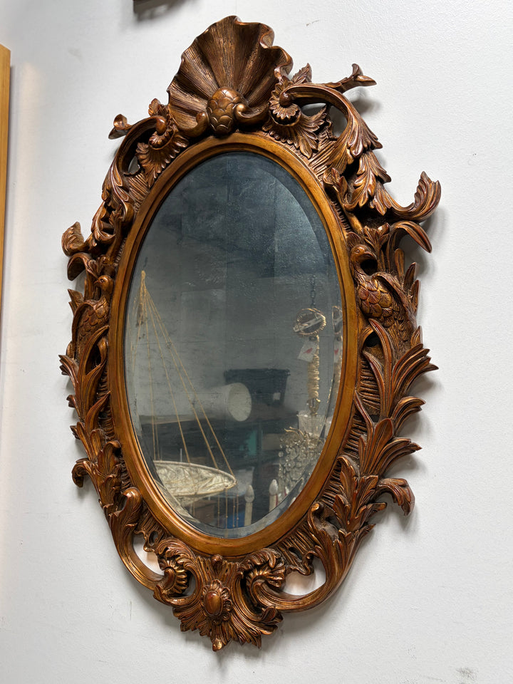 Large Oval Gilt Rococo-Style Wall Mirror